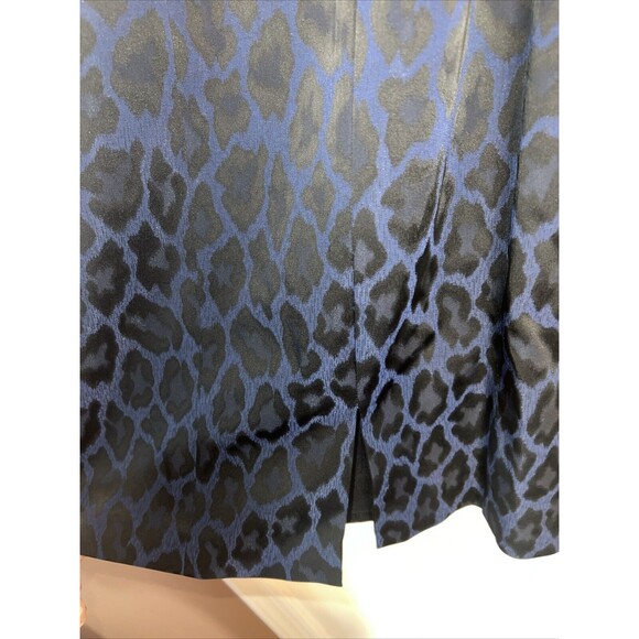 KAY UNGER NEW YORK Women's Dress Sz 6 Cap Sleeveless V-Neck Blue Black Leopard - Picture 9 of 13